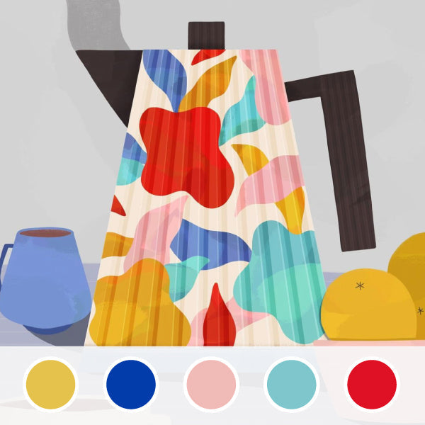 Colourful kettle illustration